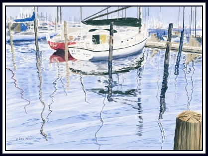 Harbor Reflections, lithograph  57k    