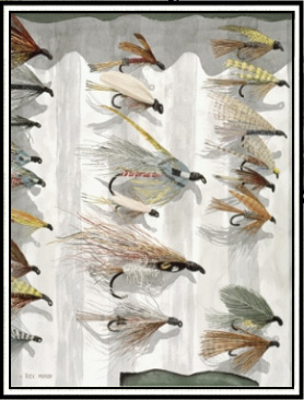 Fly fishing art and fly fishing prints by Rick Mundy. A painting print of fly  fishing flies
